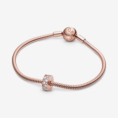 Clip - Pavé - White & Rose Gold - Pandora Charms