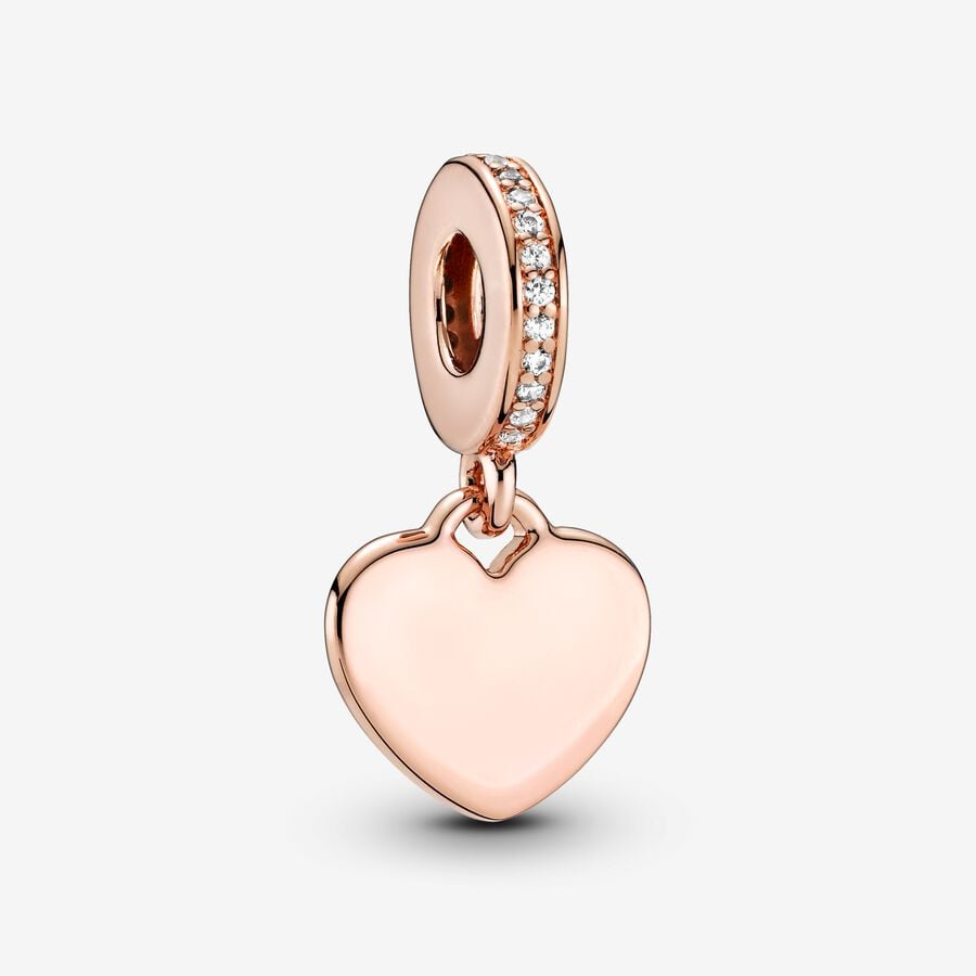 Heart Pendant Engravable Plaque - Rose Gold - Charms - Pandora