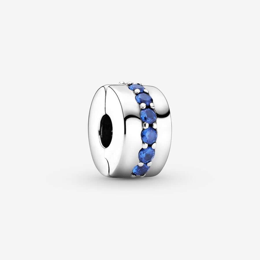 Clip - Pavé Row - Blue & Silver - Pandora Charms