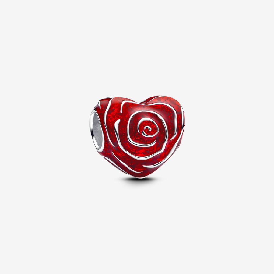 Red Flower - Silver - Charms - Pandora