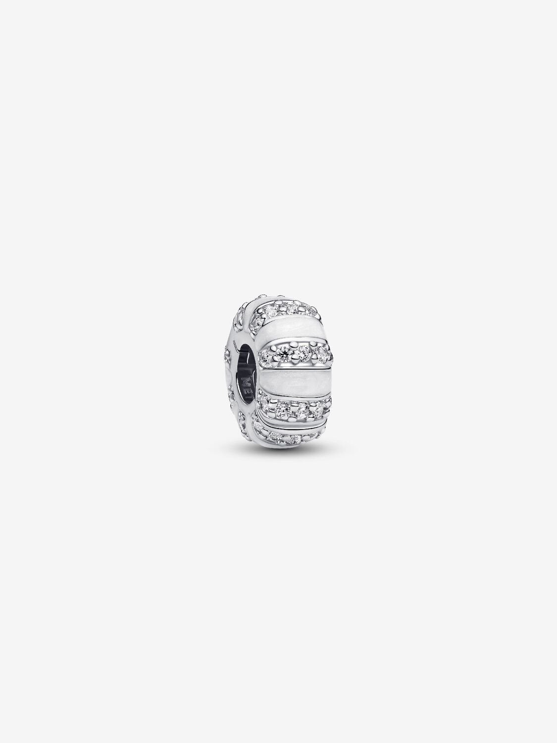 Clip - Stones & Email - White & Silver - Pandora Charms