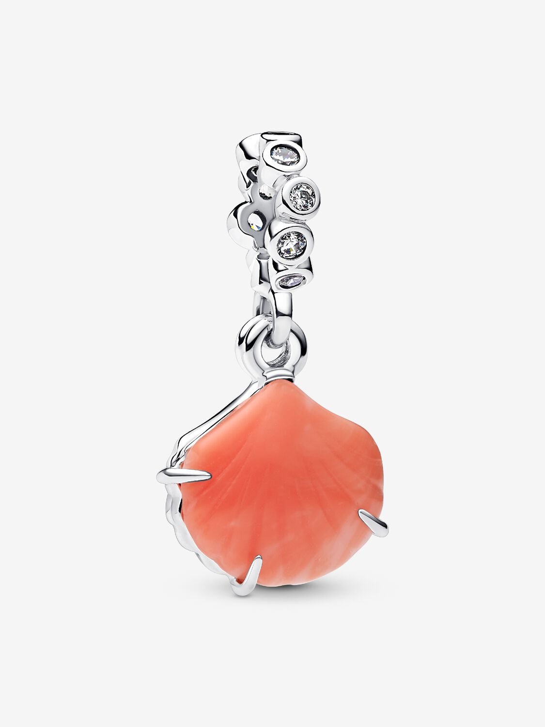 Coral Color Double Shell Pendant Charm | Pandora