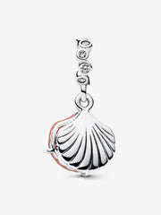 Coral Color Double Shell Pendant Charm | Pandora