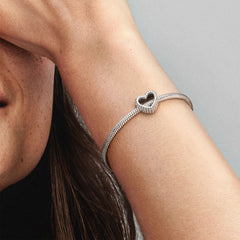 Love - Beaded Open Heart - Silver - Charms - Pandora