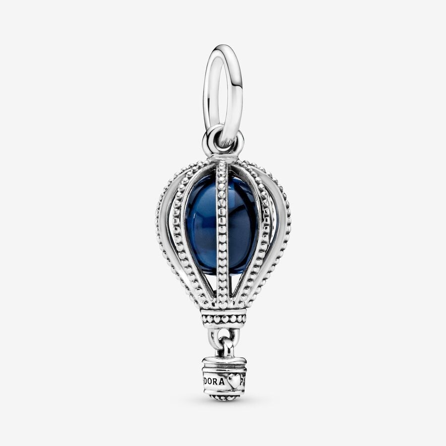 Travel - Blue Hot Air Balloon - Silver - Charms - Pandora