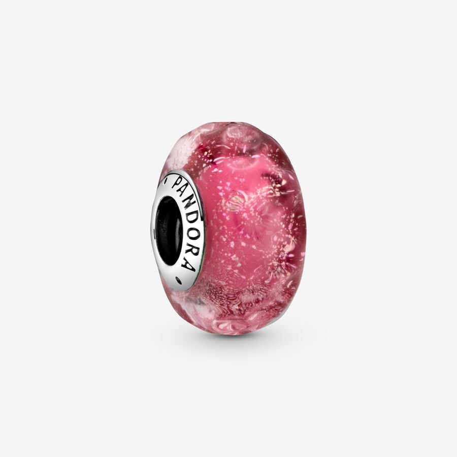 Rippled Murano Glass - Pink - Charms - Pandora